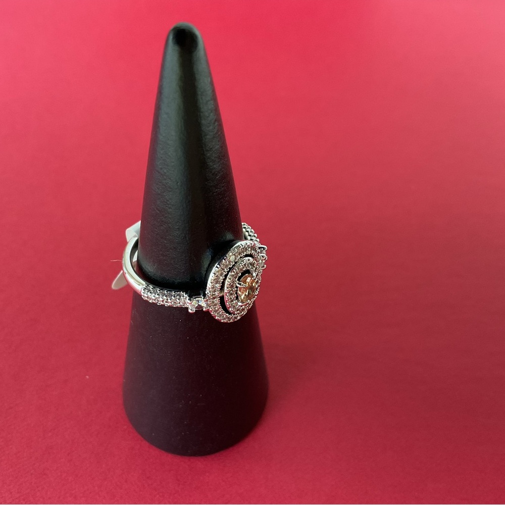 SOLD: Bomb Party RBP6148 “Always In My Heart” Smokey Topaz CZ Rhodium Sz 5,8 Rin - Picture 2 of 6